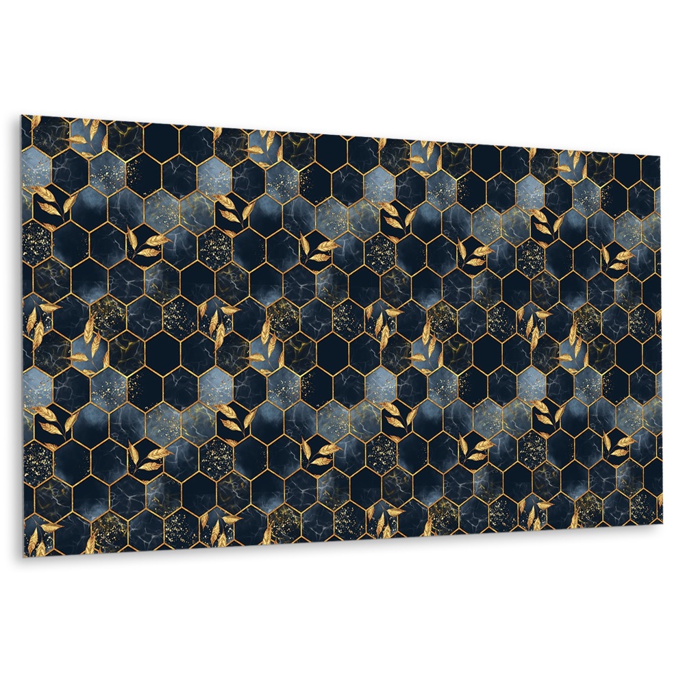 Dekorpanel falra Arany levelek sötétkék alapon