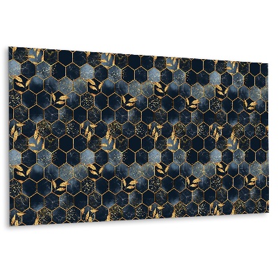 Dekorpanel falra Arany levelek sötétkék alapon