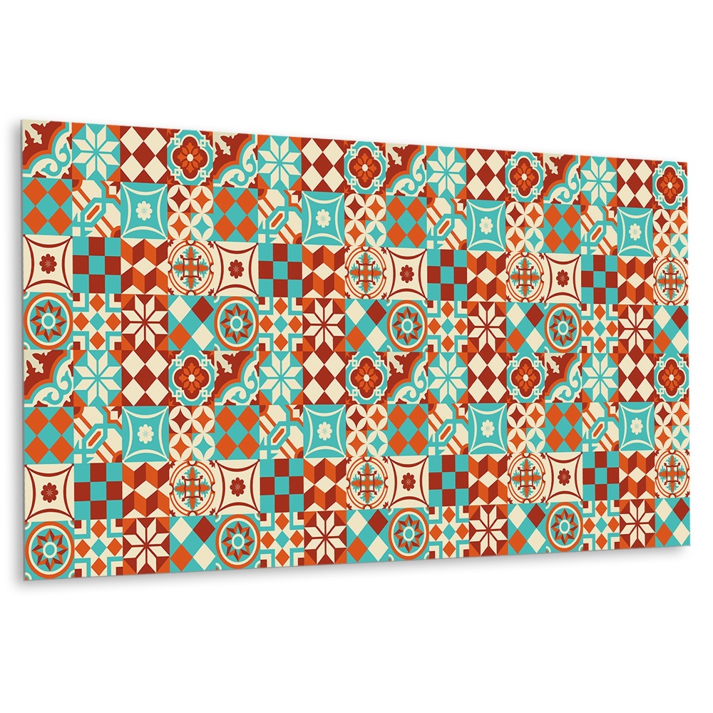 Falvédő falburkoló panel Türkiz és narancssárga mozaik motívum