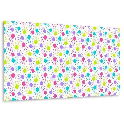 Öntapadó falburkolat Színes kéznyomatok fehér háttéren